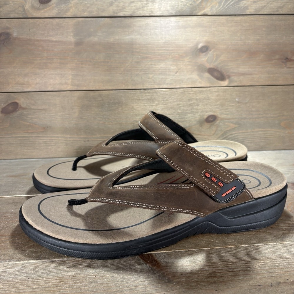 orthofeet el dorado mens size 13 shoes brown leather thong comfort sandals